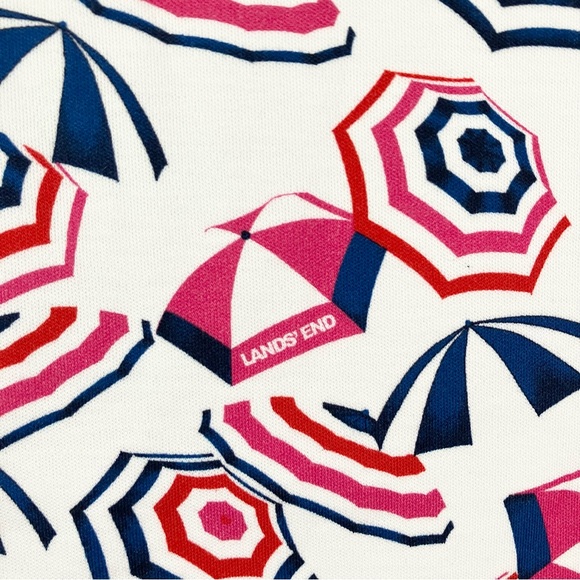 LANDS' END Sleeveless Top Polo Shirt Novelty Beach Umbrellas Resort Vacation 1X - Picture 3 of 7